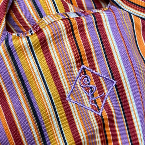 STONEWEAR DESIGNS | sz S Women's Orange Multi Stripe Cross Back Tank Dress - Picture 4 of 6